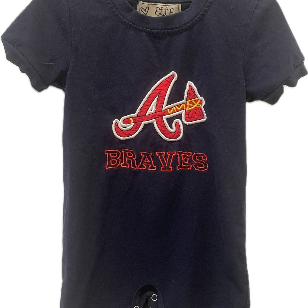 Atlanta Braves Navy Kids Short-Sleeve Romper